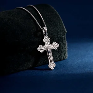RENSINO Pendant Jewelry Rhodium Plated Plain Silver Cross God Retro Pendant 925 Sterling Silver Fine Jewelry Pendant