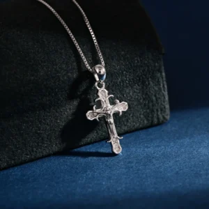 RENSINO Pendant Jewelry Rhodium Plated Plain Silver Cross God Retro Pendant 925 Sterling Silver Fine Jewelry Pendant