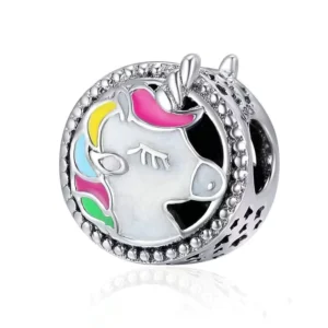 RENSINO Pendant Silver Charms 925 Sterling Silver Kids Colorful Lucky Unicorn Original DIY Jewelry Fit Necklace Bracelet