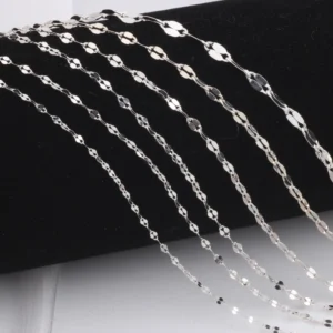 RENSINO Permanent Jewelry Chain Multi Size for Choice S925 Sterling Silver Lip Chain by Meter for DIY Women Men Bracelet Necklace Making