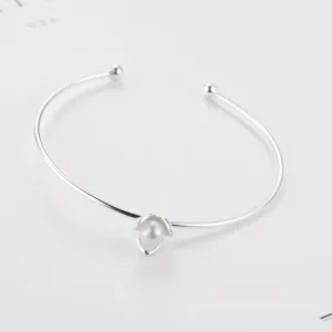 RENSINO Personality New Art 925 Sterling Silver Jewelry Female Simple Bar Clover High quality Popular Open Bracelet