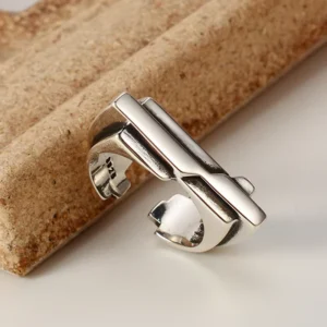 RENSINO Personality Ring Wrought Open Adjustable Ring Stereoscopic Thai Silver Finger Unique Stacking 925 Sterling Silver Rings