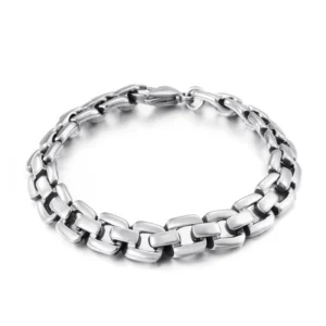 RENSINO Personality Stainless Steel Square Buckle Bracelet Men