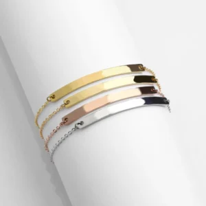 RENSINO Personalized Bar Bracelet Titanium Stainless Steel Pulsera De Custom Bracelet Jewelry for Women Gift