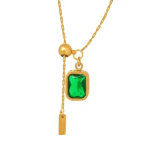 RENSINO Personalized Custom Necklace Gold Plated Square Letter Pendant Zircon Charm Stainless Steel DIY Necklace for Women