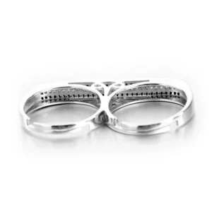 RENSINO Personalized Design Two Color Plated 925 Sterling Silver Mens Two Finger Ring