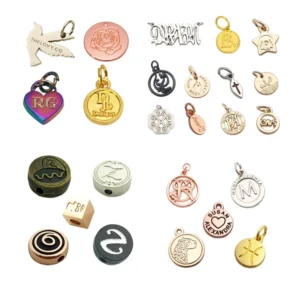 RENSINO Personalized Engraved Metal Charm Custom Metal Jewelry Tags for Necklace Bracelet Pendant