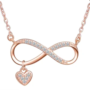 RENSINO Personalized Heart Pendant Jewelry Link Chain Women 925 Sterling Silver Infinity Necklace