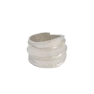 RENSINO Personalized Heavy Industry Light Luxury European and American Texture Closed End S925 Pure Silver Ring for Women