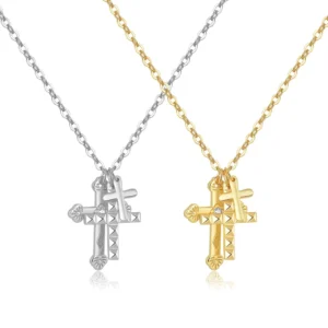 RENSINO Personalized Jewelry 925 Sterling Silver Cross Necklace for Religion Christmas Gifts