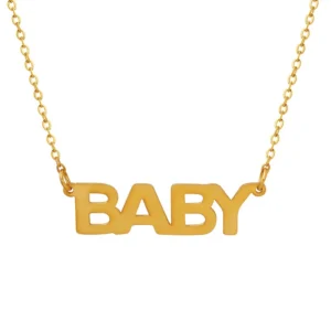 RENSINO Personalized Name Necklace Fashion Stainless Steel Jewelry Mama Gift Custom Letter BABY Pendant Necklace for Women’s