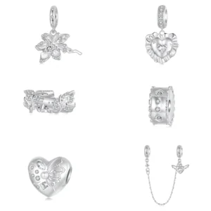 RENSINO Personalized Original 925 Sterling Silver Heart Shape Fantasy Colored Fine Pendants & Charms for Women Fine Jewelry