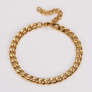 RENSINO Personalized Pvd Gold Plated Jewelry Cuban Chain Anklets Ankle Bracelet for Women Men Stainless Steel