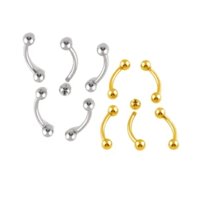 RENSINO Piercing Externally Treaded Curved Barbells Jewelry F136 Titanium Simple Style for Man Women Zircon High Grade