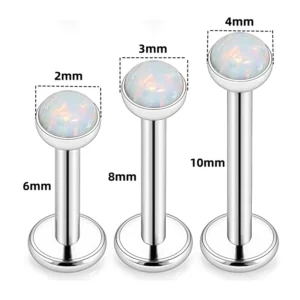 RENSINO Piercing Jewelry Men Fashion Stainless Steel Earrings Lip Studs Trendy Opal Nose Studs for Women