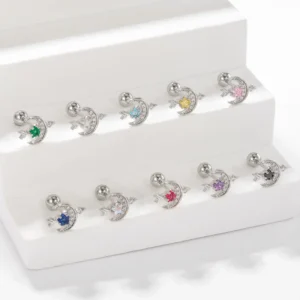 RENSINO Piercing Jewelry Stainless Steel Studs Earring Labret Body Jewelry Helix Piercing Jewelry for Daily Unisex