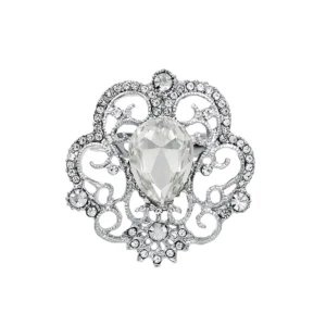 RENSINO Plant Shape Brooch Pins Rose Gold Dark Silver Crystal Wedding Brooch for Party Jewelry