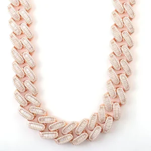 RENSINO Plated Hip hop Necklace Design Cuban Chain Silver with Gold Miami Cuban Link Chain Mens 18k Gold