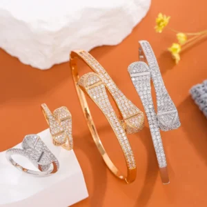 RENSINO Popular Cuff Bracelet Plating 18K Real Gold Real Platinum Color Retention Set High Temperament Bracelet