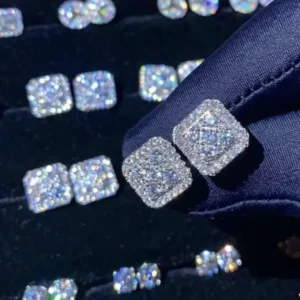 RENSINO Popular Drop Shipping Pass Diamond Testser Iced Out Hip Hop 925 Sterling Silver Vvs1 Moissanite Diamond Stud Earrings for Men