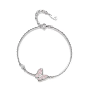 RENSINO Popular Fashion Gold Plated 925 Sterling Silver Pave Zircon Butterfly Bracelets Charms Jewelry for Women
