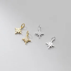 RENSINO Popular Gold Plated 925 Sterling Silver Star Shape Zircon Charms for Bracelet Necklace Jewelry Making