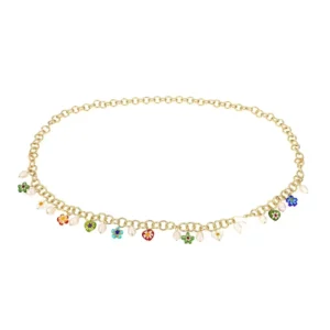 RENSINO Popular Jewelry 18k Gold Plated Silver 925 Pearl Color Pendant Body Chain