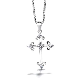 RENSINO Popular Jewelry 925 Sterling Silver Cross Pendant Necklace