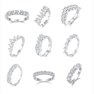RENSINO Popular Jewelry Marquise Shape Moissanite Ring Women’s Engagement Wedding Ring 3*6mm Marquise 925 Silver Ring