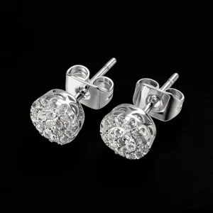 RENSINO Popular Jewelry Simple Design Sparkling CZ Stones 925 Silver Stud Earring for Wedding