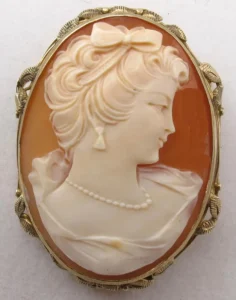RENSINO Popular Yellow Gold Plated Fashion Cz Women Custom Cameo Vintage Brooch
