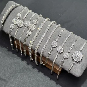 RENSINO Premium 925 Sterling Silver 1CT Moissanite Women’s Bracelet Fashionable Ladies’ Bangles