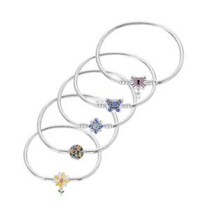 RENSINO Premium Quality 925 Sterling Silver Charm Bracelet Rose Gold Plated Classic Design Gift for Party Occasions