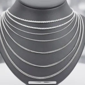 RENSINO Premium Sterling Silver Plain Necklace Chains for Unisex Chains Minimalist Texture Men’s & Women’s