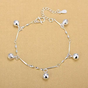 RENSINO Price 925 Silver Twist Chain Bell Charm Women Bracelets Jewelry