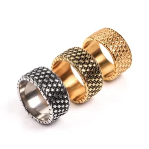 RENSINO Price Trendy Gold Plated Stainless Steel Rings Personalized Weave Designer Silver Finger Rings Jewelry