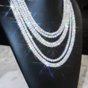 RENSINO Price in Stock 925 Sterling Silver Tennis Chain 2mm 5mm VVS Moissanite Necklace for Fine Jewelry