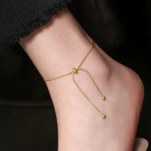 RENSINO Pull out Adjustable Snake Chain Anklet Valentine’s Day Gift Stainless Steel Gold Plated Anklets