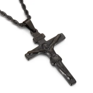 RENSINO Punk Cross Jesus Pendant Necklaces Men Charms Stainless Steel Jewelry Pendant