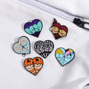 RENSINO Punk Sexy Heart Spider Enamel Brooch Mix Cartoon Metal Badges Ready to Ship for Christmas National Day Featuring Fairy Theme