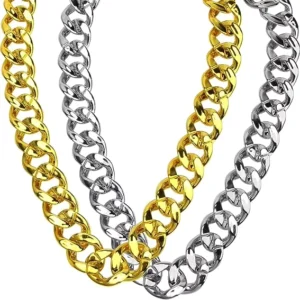 RENSINO Punk Style Team Necklace Geometric Gold Plated Acrylic Chain Unisex Costume Festival Party Performance Props Fanchain