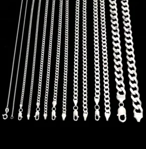RENSINO Pure 925 Silver Jewelry Sterling Cuban Link Chain Cuban Necklace