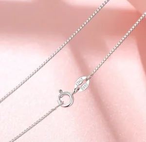 RENSINO Pure 925 Silver Sterling Box Chain Necklace