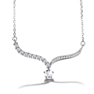RENSINO Pure 925 Sterling Silver Jewelry Wedding Party Necklace