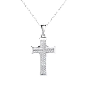 RENSINO Pure Silver 925 Cross Charm Necklace for Women Christmas Gift Pendant Jewelry