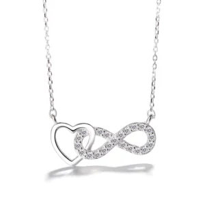 RENSINO Pure Silver 925 Heart Necklace for Women Infinity Love Charm Chain Jewelry Gift