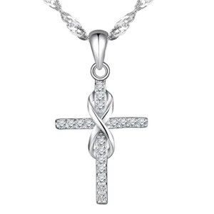 RENSINO Pure Silver Jewelry American Style Cross Pendant Necklace
