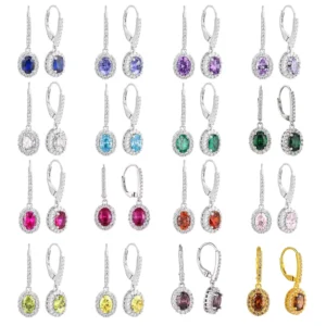 RENSINO QINGXIN 925 Sterling Silver Mother’s Day Gift Party Jewellery Zircon Gemstone Hoop Huggie Drop Earrings Women