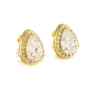 RENSINO RAKOL EP001Z Water Drop Crystal Earrings 925 Silver Plated Earring Cuff Big Diamond Crystal Stone Clip On Earring