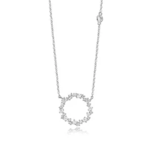 RENSINO REETI New Arrivals 925 Sterling Silver Crystal Round Necklaces Pendant Silver Jewelry for Women